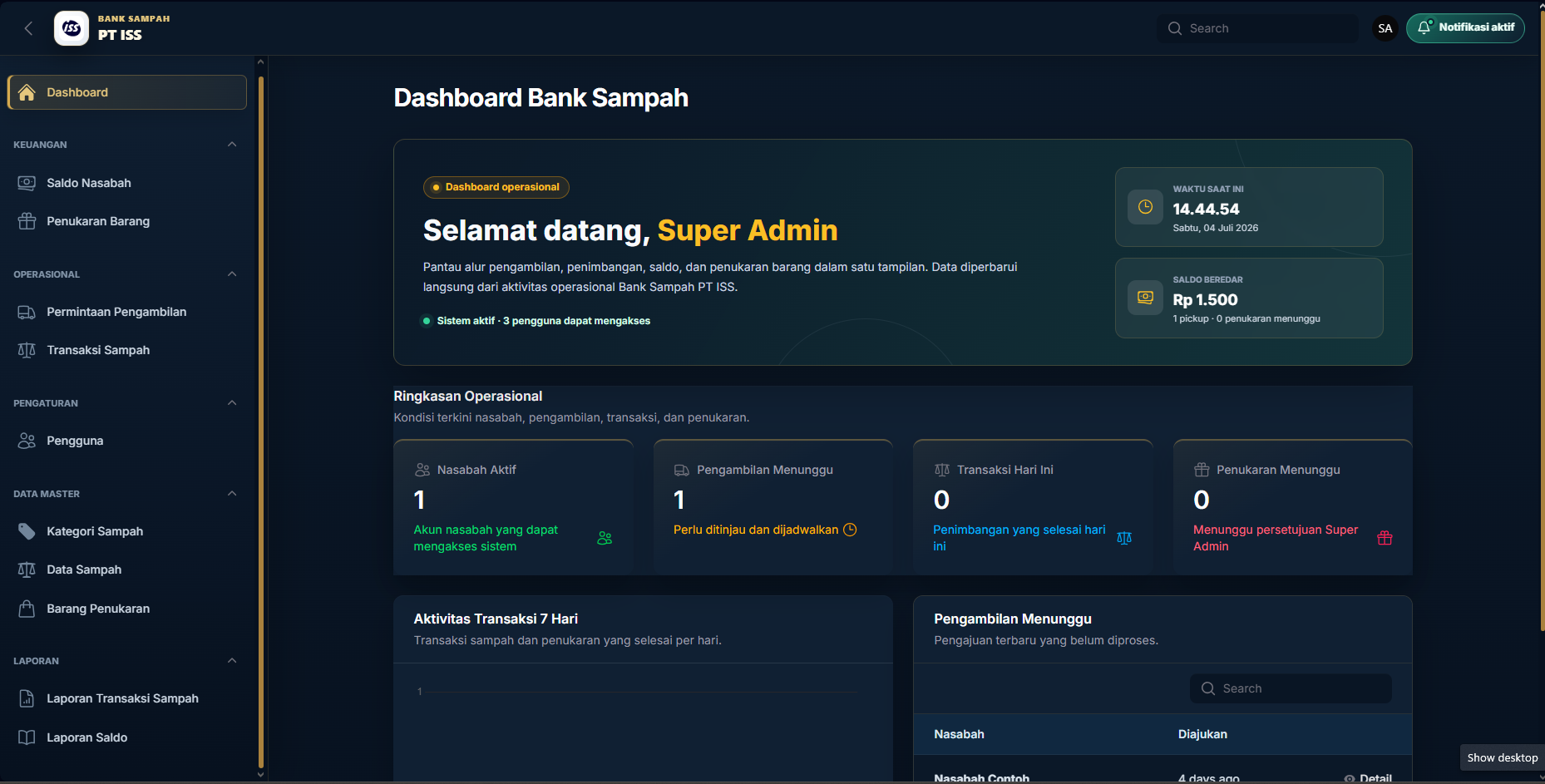 Mockup Bank Sampah PT ISS