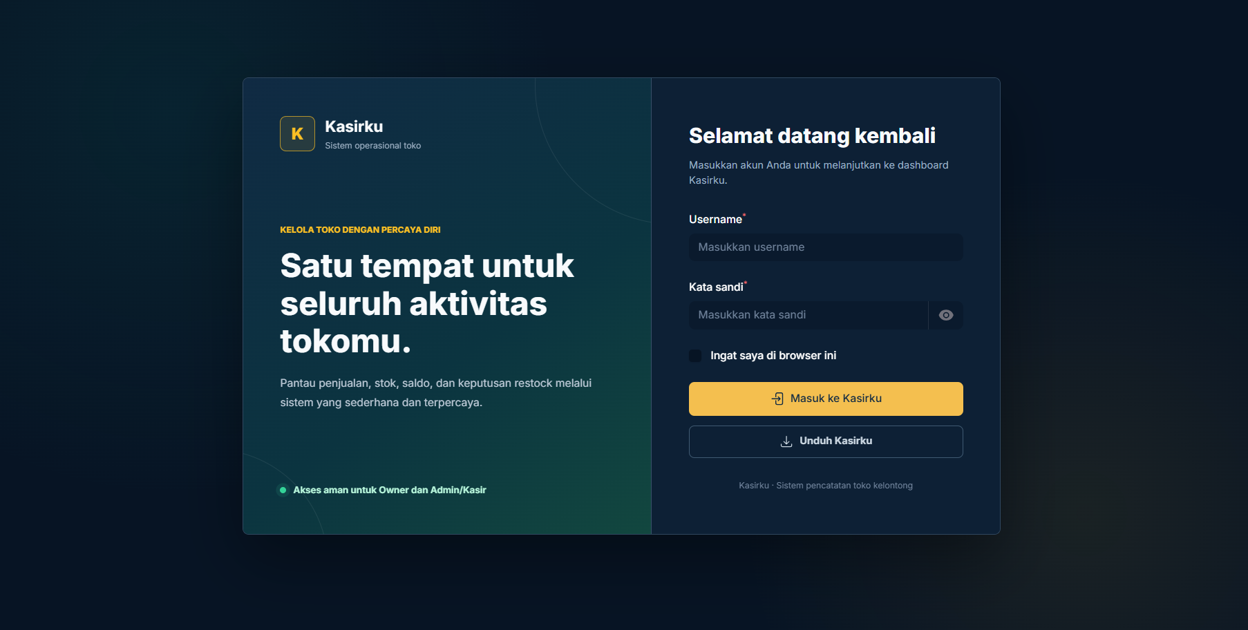 Mockup sistem kasir