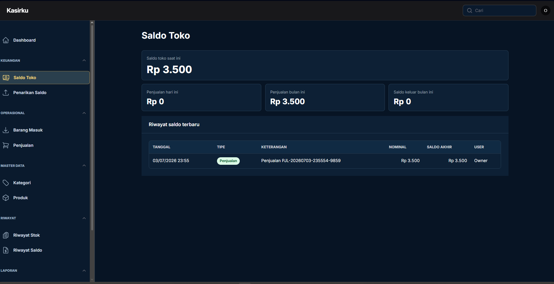 Mockup sistem kasir