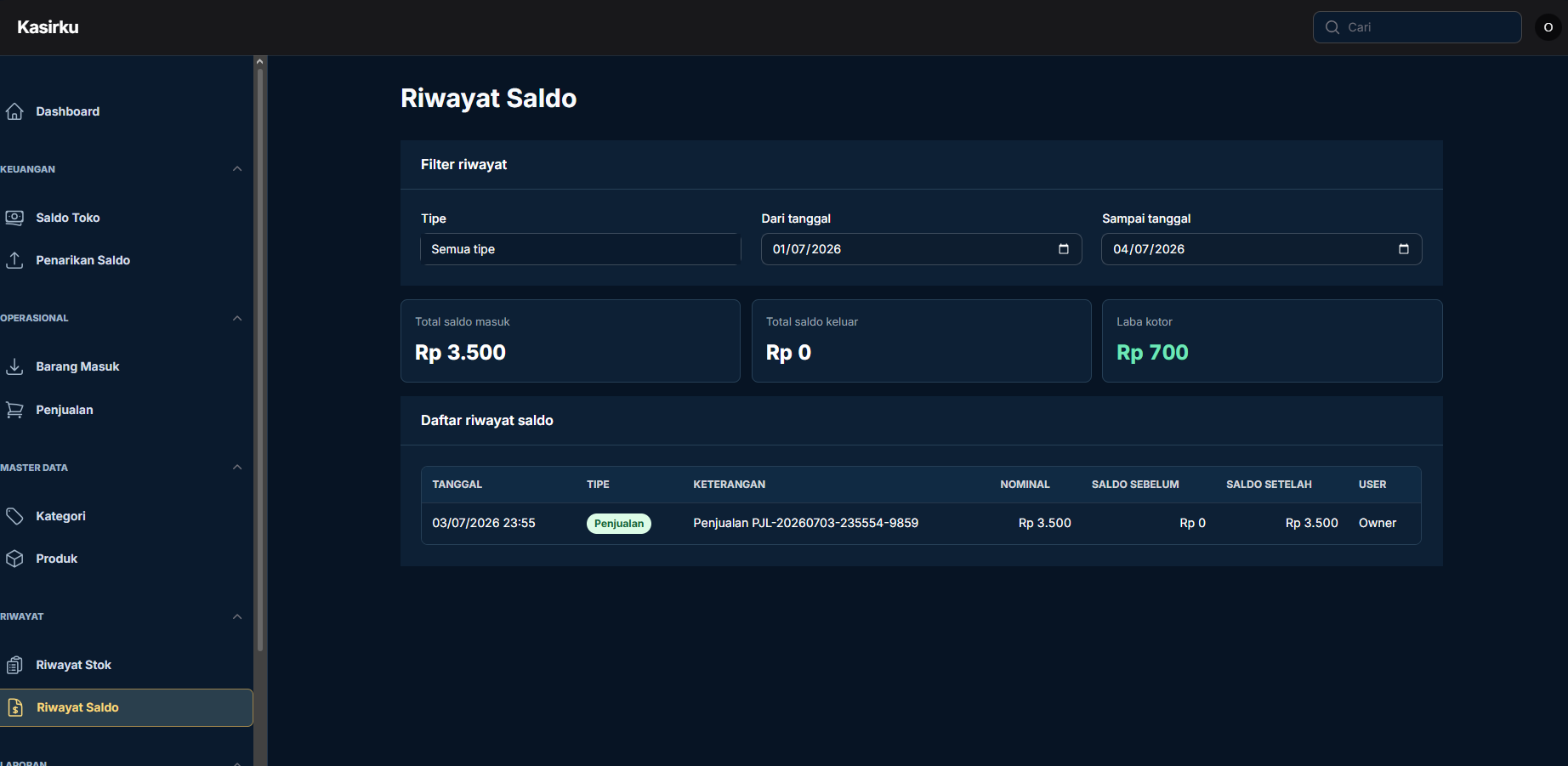 Mockup sistem kasir